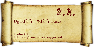 Uglár Máriusz névjegykártya